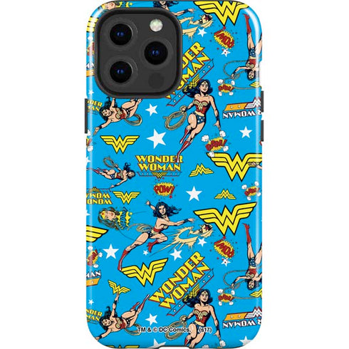 DC Comics Wonder Woman Action pose pattern iPhone 14 Pro Max Impact Case
