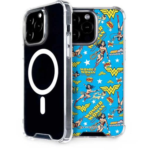 DC Comics Wonder Woman Action pose pattern iPhone 15 Pro Max MagSafe Case