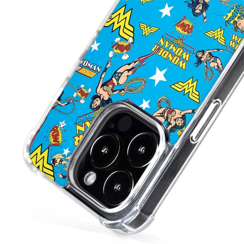 DC Comics Wonder Woman Action pose pattern iPhone 14 Pro Max MagSafe Case