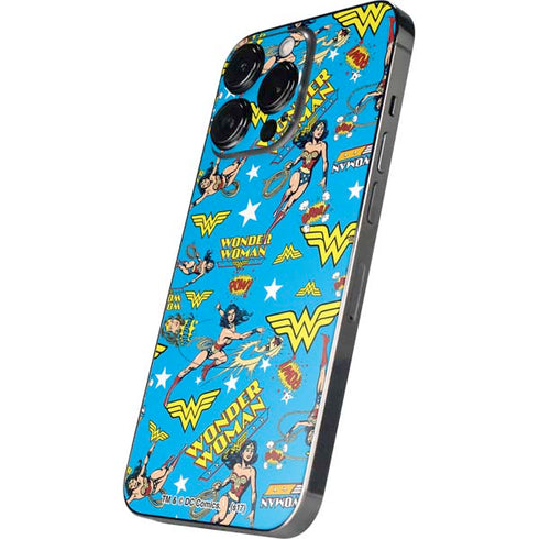DC Comics Wonder Woman Action pose pattern iPhone 14 Pro Max Skin