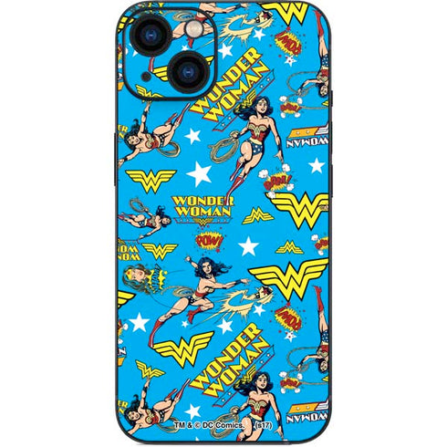 DC Comics Wonder Woman Action pose pattern iPhone 14 Skin