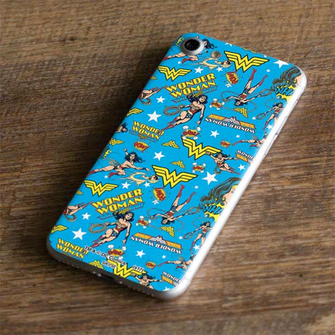 DC Comics Wonder Woman Action pose pattern iPhone 7 Skin