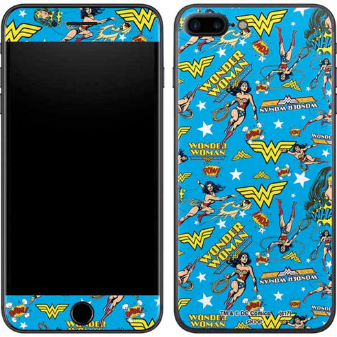 DC Comics Wonder Woman Action pose pattern iPhone 8 Plus Skin