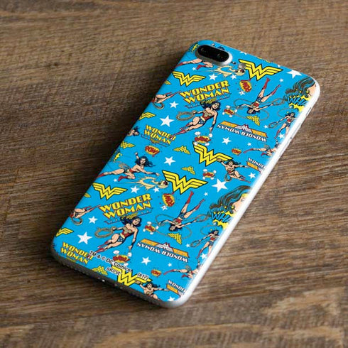 DC Comics Wonder Woman Action pose pattern iPhone 8 Plus Skin