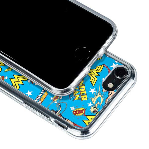 DC Comics Wonder Woman Action pose pattern iPhone SE (2nd & 3rd Gen) Clear Case