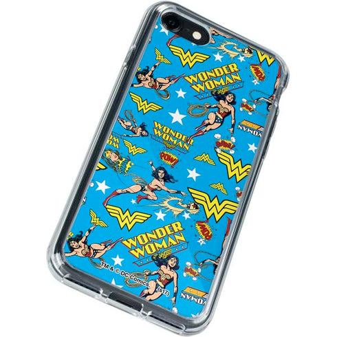 DC Comics Wonder Woman Action pose pattern iPhone SE (2nd & 3rd Gen) Clear Case