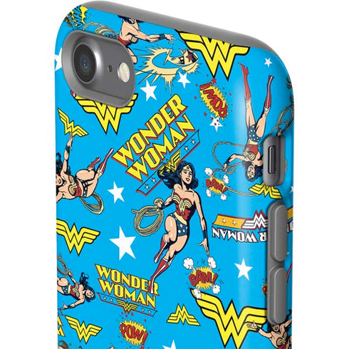DC Comics Wonder Woman Action pose pattern iPhone SE (2nd & 3rd Gen) Pro Case