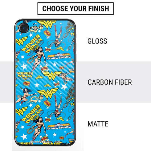 DC Comics Wonder Woman Action pose pattern iPhone SE (2nd & 3rd Gen) Skin