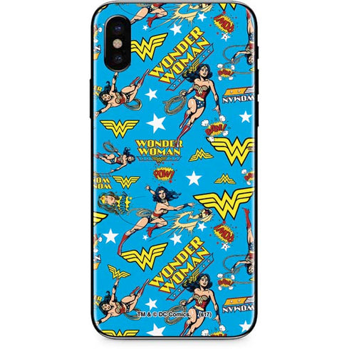 DC Comics Wonder Woman Action pose pattern iPhone X Skin