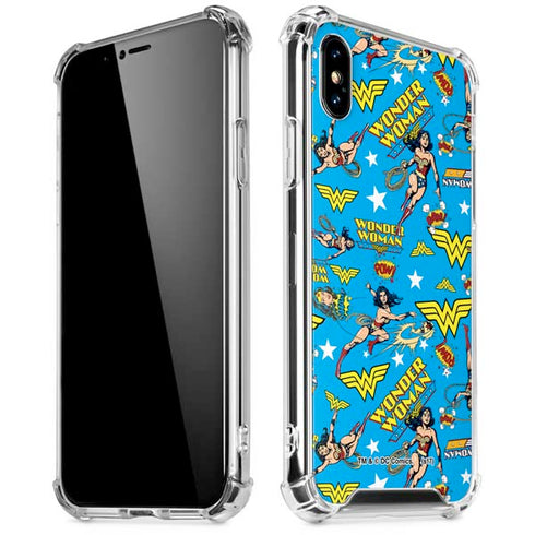 DC Comics Wonder Woman Action pose pattern iPhone XS Max Clear Case