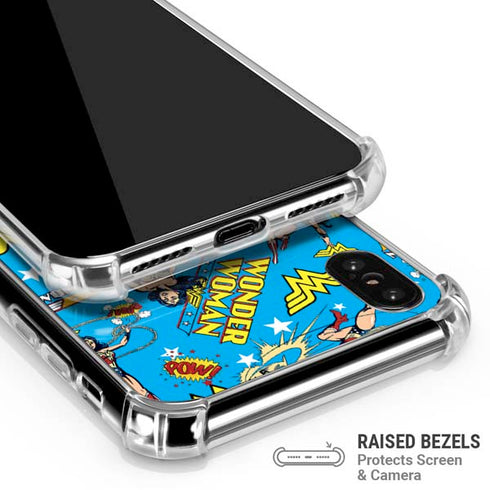 DC Comics Wonder Woman Action pose pattern iPhone XS Max Clear Case