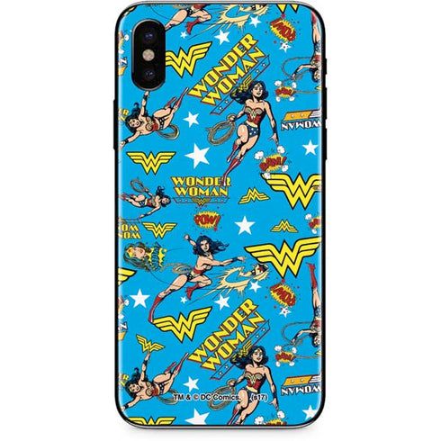 DC Comics Wonder Woman Action pose pattern iPhone XS Max Skin