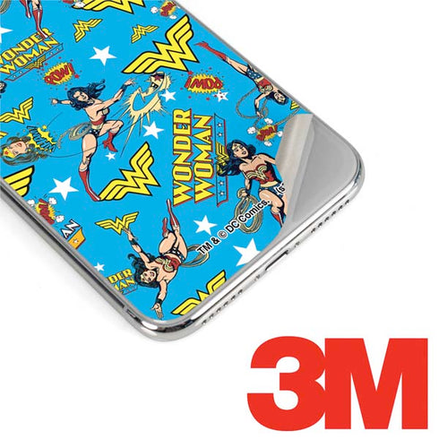 DC Comics Wonder Woman Action pose pattern iPhone XS Skin