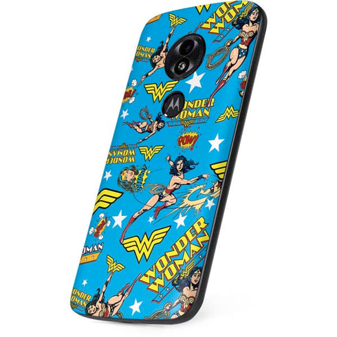 DC Comics Wonder Woman Action pose pattern Moto E5 Play Skin