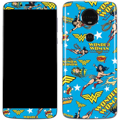 DC Comics Wonder Woman Action pose pattern Moto E5 Plus Skin