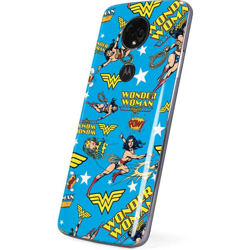 DC Comics Wonder Woman Action pose pattern Moto E5 Plus Skin