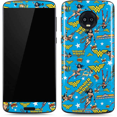 DC Comics Wonder Woman Action pose pattern Moto G6 Skin
