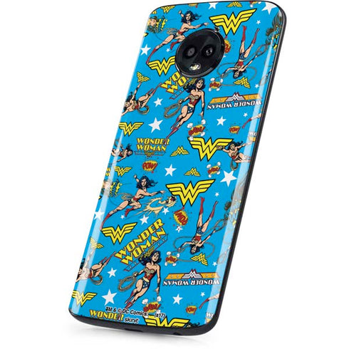 DC Comics Wonder Woman Action pose pattern Moto G6 Skin
