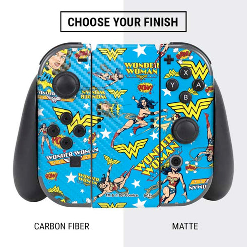 DC Comics Wonder Woman Action pose pattern Nintendo Switch Bundle Skin