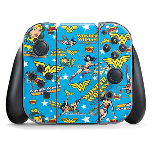 DC Comics Wonder Woman Action pose pattern Nintendo Switch (2017-2021) Joy-Con Controller Skin