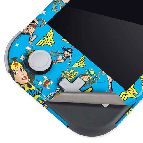 DC Comics Wonder Woman Action pose pattern Nintendo Switch Lite Skin
