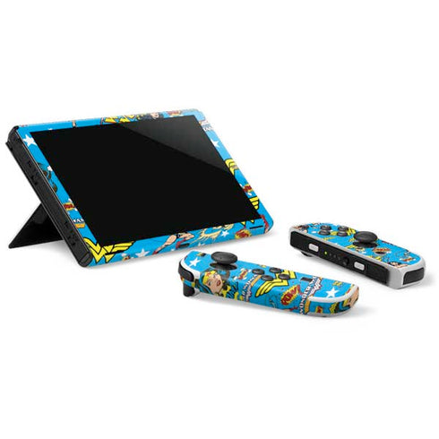 DC Comics Wonder Woman Action pose pattern Nintendo Switch OLED (2021) Skin