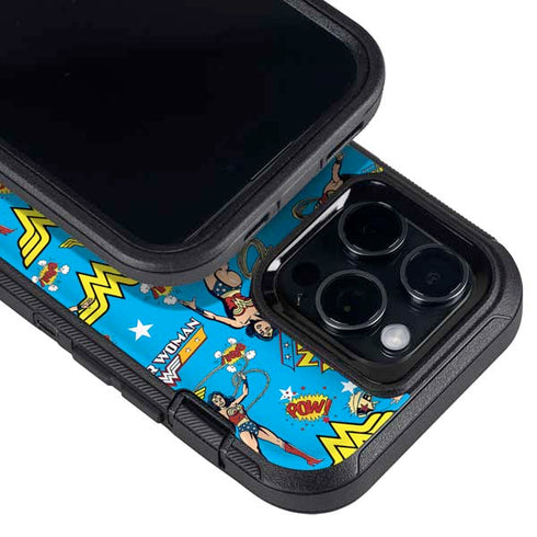 DC Comics Wonder Woman Action pose pattern Otterbox Defender iPhone Skin