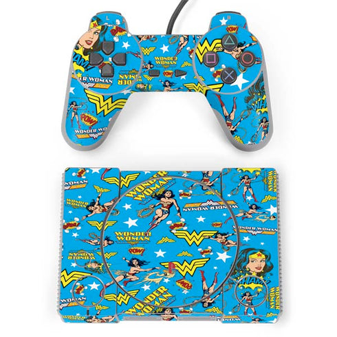 DC Comics Wonder Woman Action pose pattern PlayStation Classic Bundle Skin