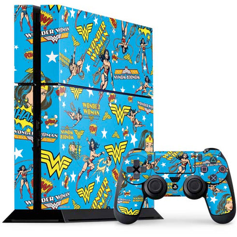 DC Comics Wonder Woman Action pose pattern PS4 Console and Controller Bundle Skin