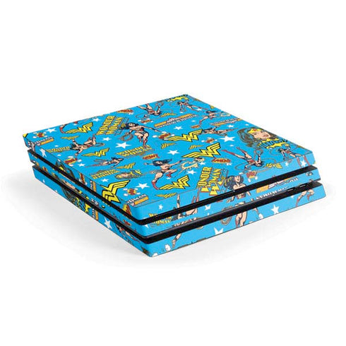 DC Comics Wonder Woman Action pose pattern PS4 Pro Console Skin