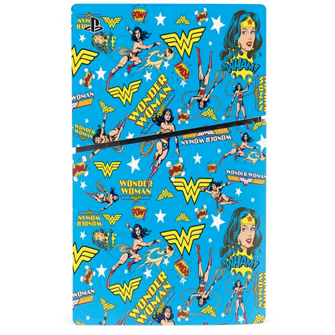DC Comics Wonder Woman Action pose pattern PS5 Slim Disk Bundle Skin