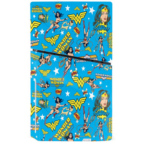 DC Comics Wonder Woman Action pose pattern PS5 Slim Disk Console Skin