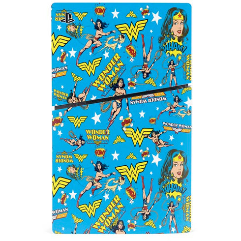 DC Comics Wonder Woman Action pose pattern PS5 Slim Digital Edition Console Skin