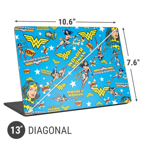 DC Comics Wonder Woman Action pose pattern Universal Laptop 13in (10.6 x 7.6in) Skin