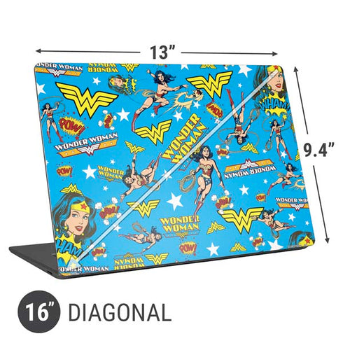 DC Comics Wonder Woman Action pose pattern Universal Laptop 16in (13 x 9.4in) Skin
