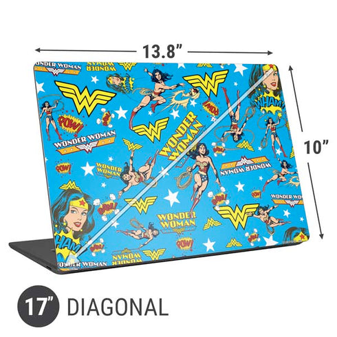 DC Comics Wonder Woman Action pose pattern Universal Laptop 17in (13.8 x 10in) Skin