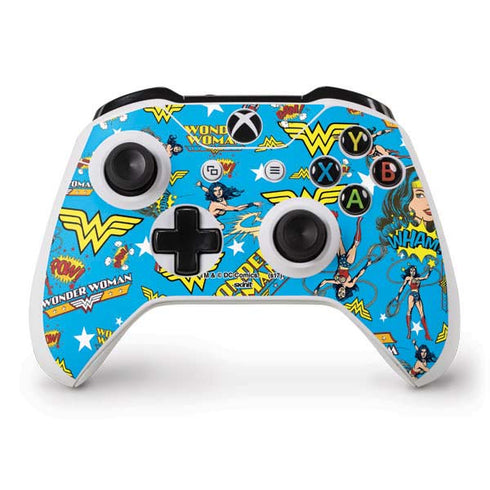 DC Comics Wonder Woman Action pose pattern Xbox One S Controller Skin