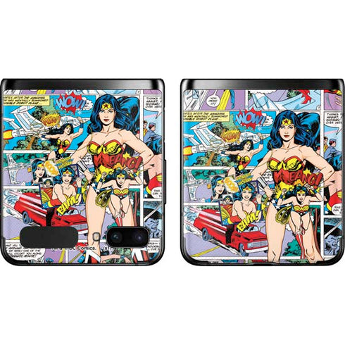 DC Comics Wonder Woman Comic Blast Galaxy Z Flip Skin