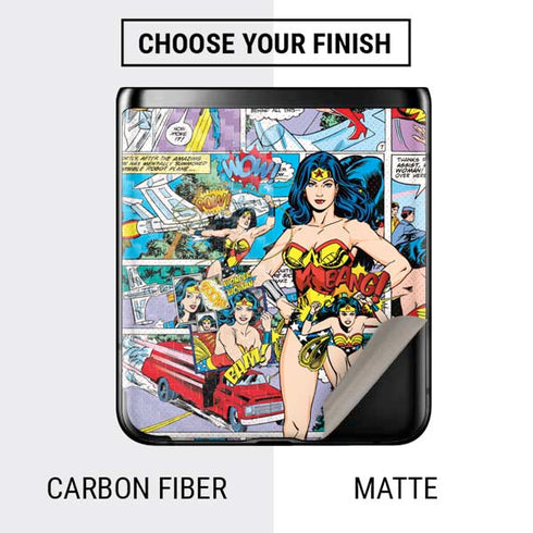 DC Comics Wonder Woman Comic Blast Galaxy Z Flip Skin