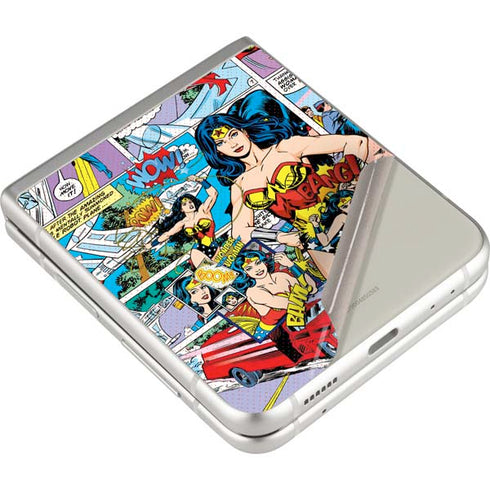 DC Comics Wonder Woman Comic Blast Galaxy Z Flip3 5G Skin