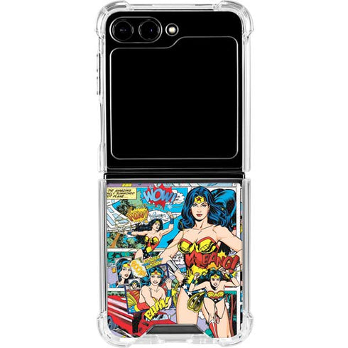 DC Comics Wonder Woman Comic Blast Galaxy Z Flip5 5G Clear Case
