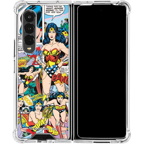 DC Comics Wonder Woman Comic Blast Galaxy Z Fold4 5G Clear Case
