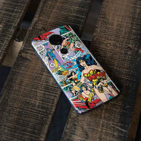 DC Comics Wonder Woman Comic Blast Moto E5 Plus Skin