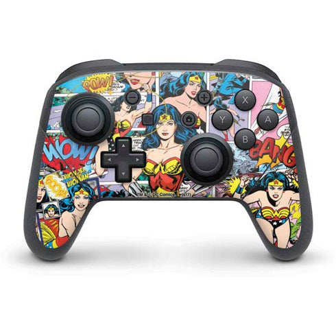 DC Comics Wonder Woman Comic Blast Nintendo Switch Pro Controller Skin