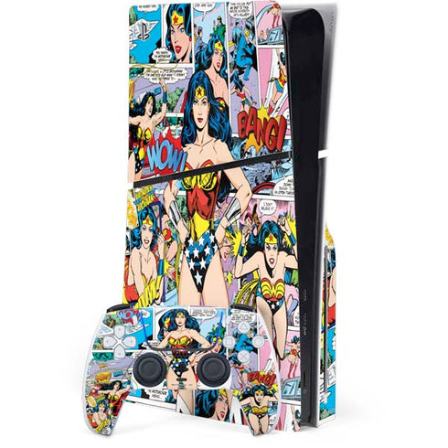 DC Comics Wonder Woman Comic Blast PS5 Slim Disk Bundle Skin