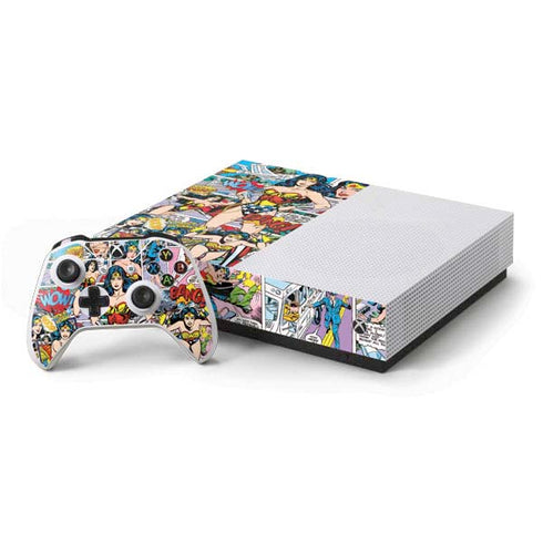 DC Comics Wonder Woman Comic Blast Xbox One S Console and Controller Bundle Skin