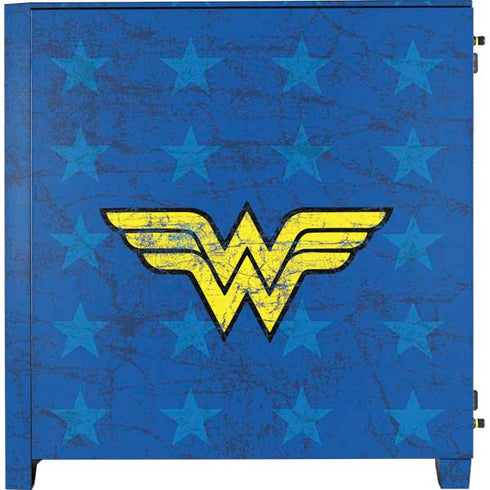 DC Comics Wonder Woman Emblem on Flag Corsair 4000D Tempered Glass Mid-Tower ATX Case Skin