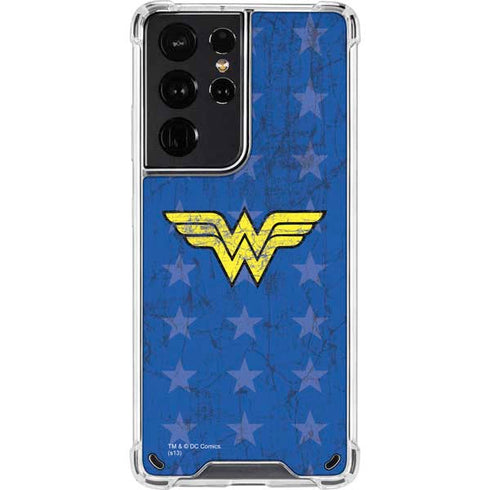 DC Comics Wonder Woman Emblem on Flag Galaxy S21 Ultra 5G Clear Case