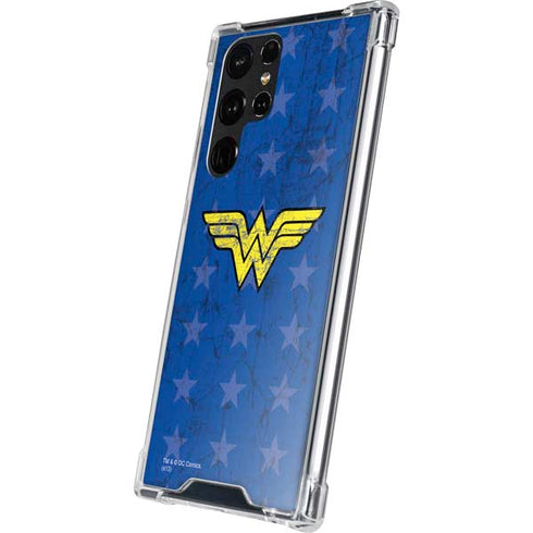DC Comics Wonder Woman Emblem on Flag Galaxy S22 Ultra Clear Case