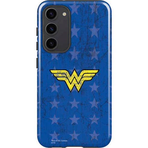 DC Comics Wonder Woman Emblem on Flag Galaxy S23 Plus Pro Case